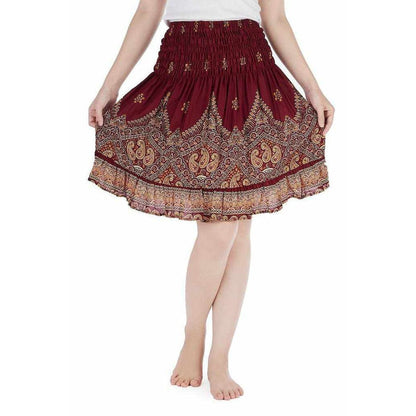Boho Skirt with Smocked Waist - Teal Las Mujeres