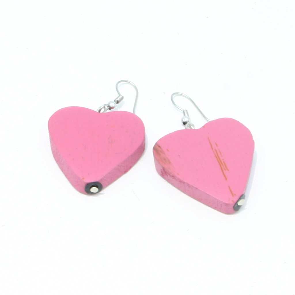 Wooden Heart Earrings