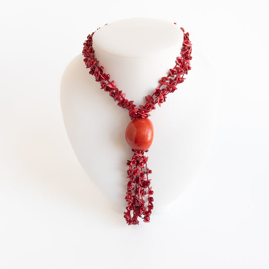 Melon Seed & Tagua Necklace - Red