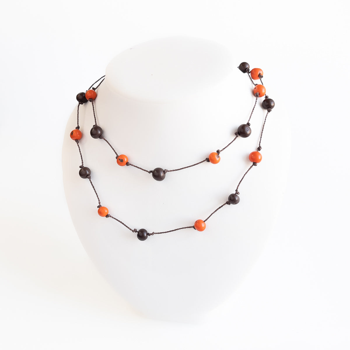 Acai Bead Necklace - Knotted Long Single Strand