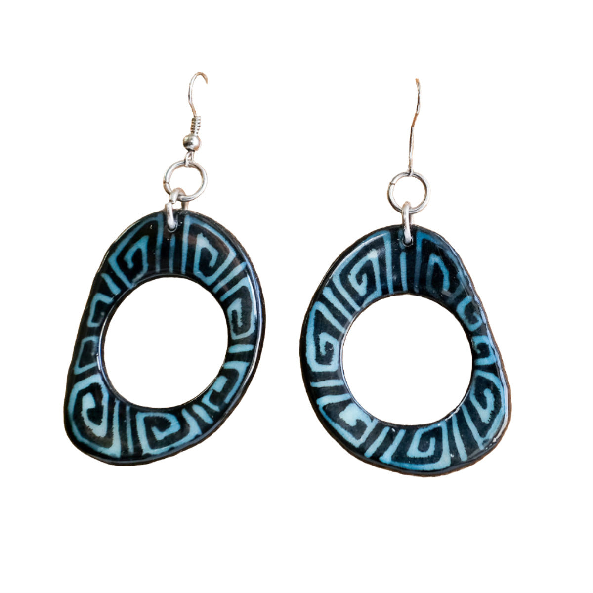 Tagua Resin Dipped Hollow Slice Earrings