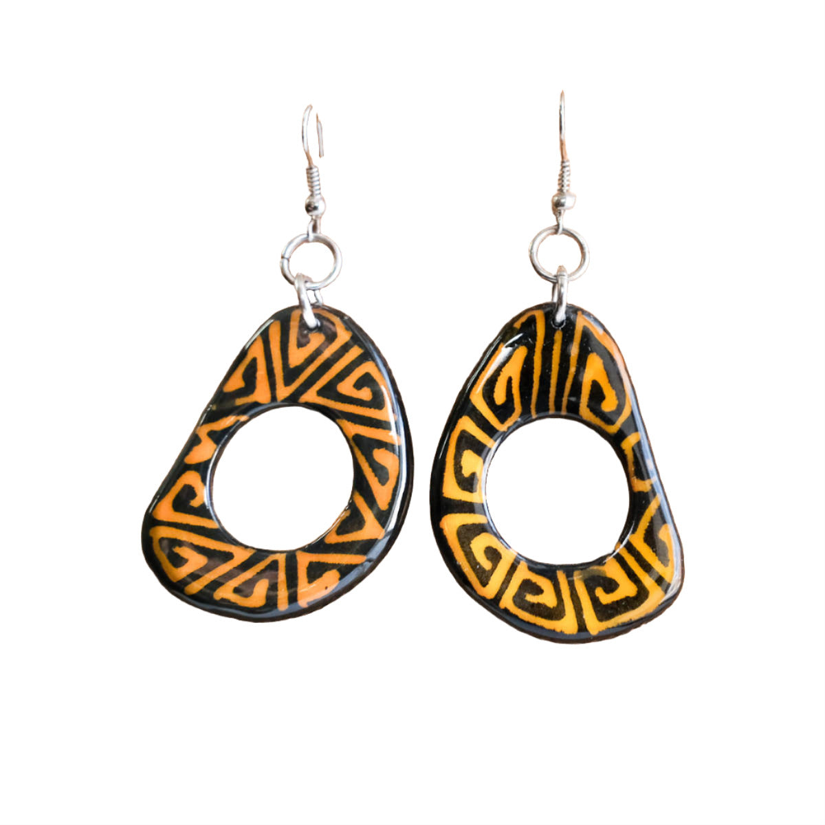 Tagua Resin Dipped Hollow Slice Earrings