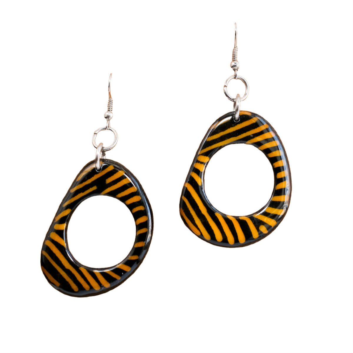 Tagua Resin Dipped Hollow Slice Earrings