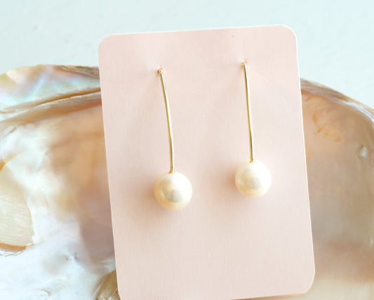 Gold plated pearl hook earrings