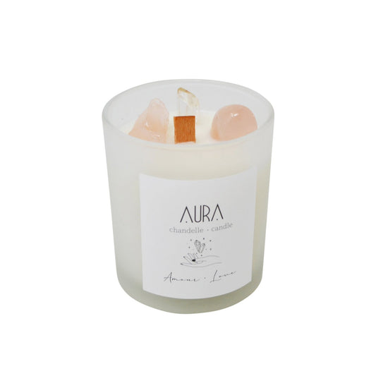 Aura Scented Candle with Chakra Stones - Love