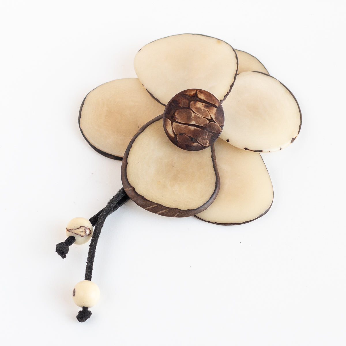 Tagua Flower Brooch