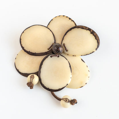Tagua Flower Brooch