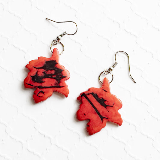 Tagua Slice Earrings - Maple Leaf