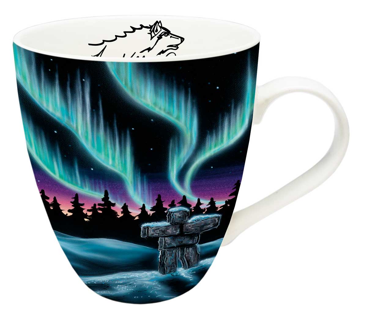 Indigenous Art 18 oz Mug - Sky Dance Inukshuk