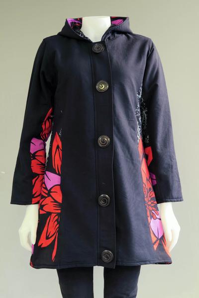 Floral Canvas Fleece-Lined Jacket