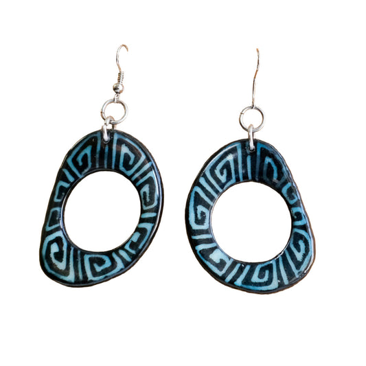 Tagua Resin Dipped Hollow Slice Earrings