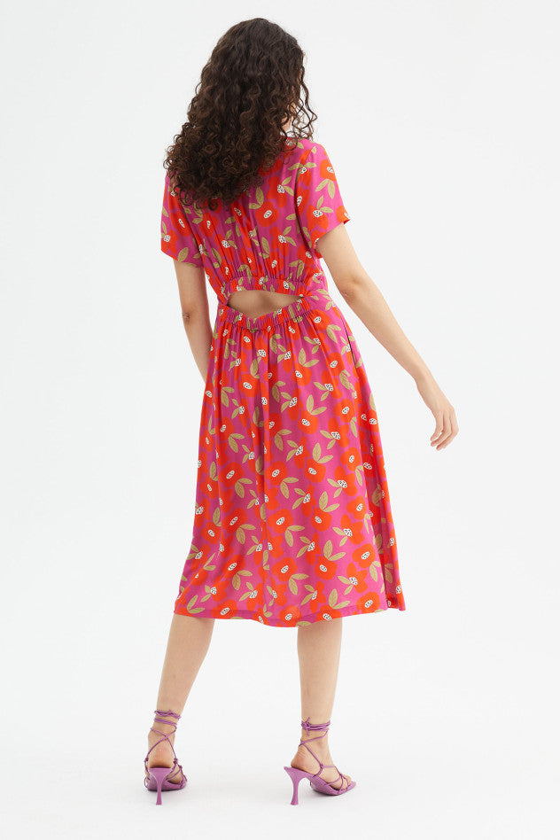 Floral print flared-cut dress