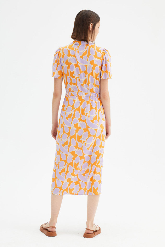 Fruit print midi shirt-dress