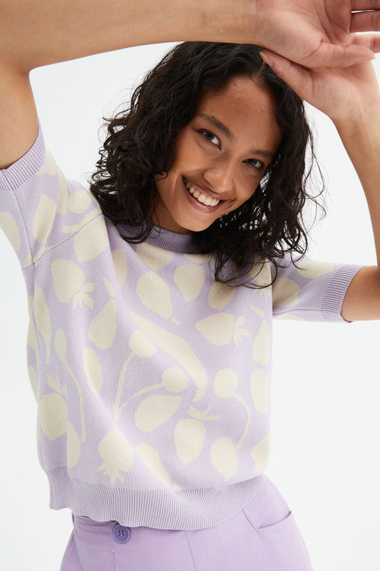 Fruit print short-sleeve jumper