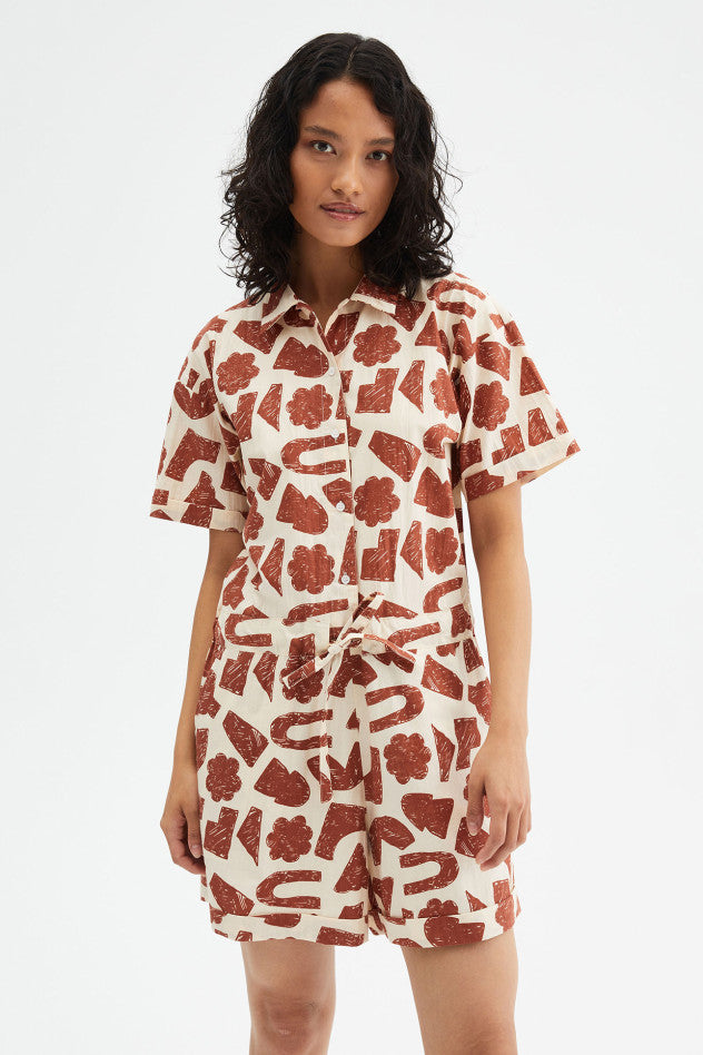 Geometric print playsuit