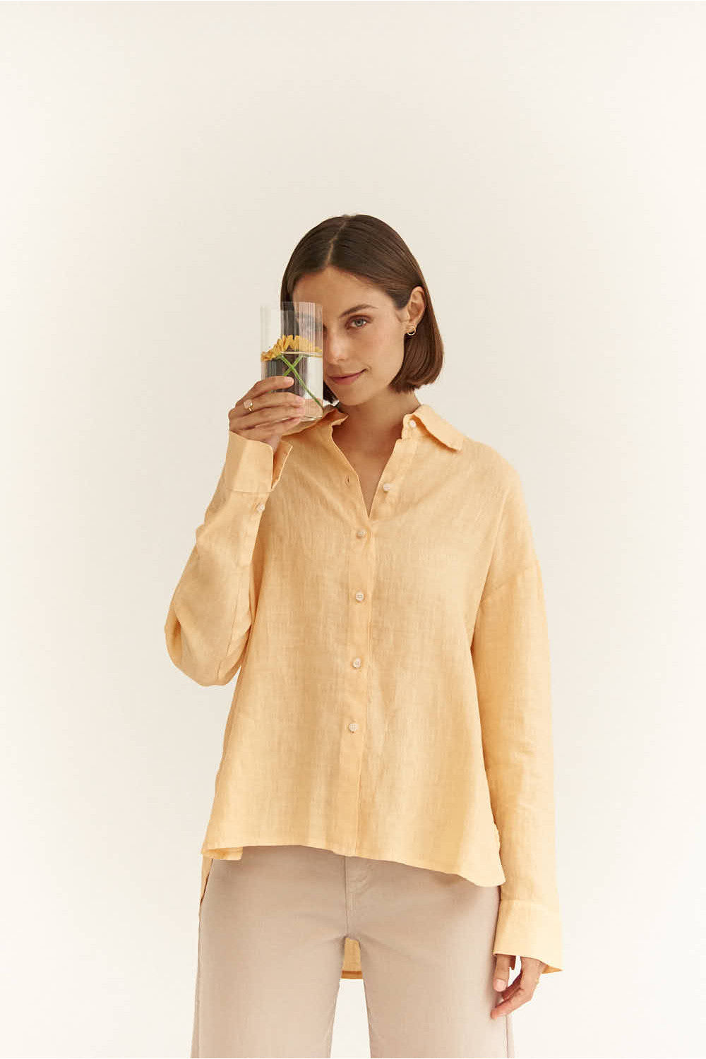 Oversize Linen Shirt - Calcinu