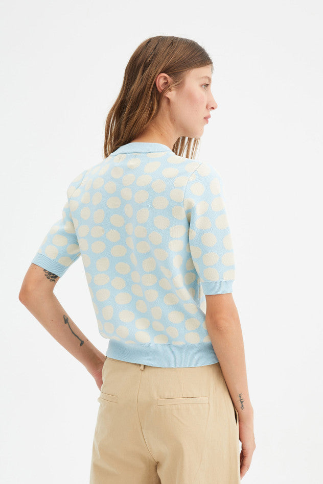 Polka dot print short-sleeve jumper